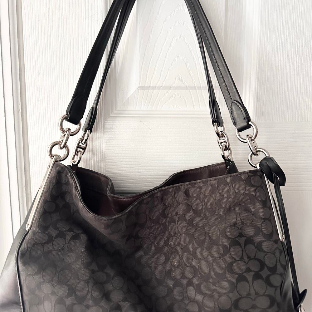 Coach Dalton Bag 31 Black Signature CC Canvas Jacquard Shoulder Bag 79686 - Picture 6 of 11